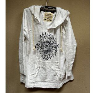 Trade Heritage Womens Hoodie Pullover Sweatshirt Small Clearwater Beach White